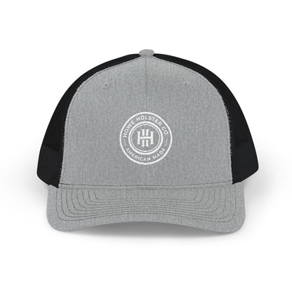 Round Logo Snapback Trucker Cap | Embroidered Patch, Mesh Back