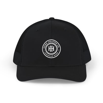 Round Logo Snapback Trucker Cap | Embroidered Patch, Mesh Back