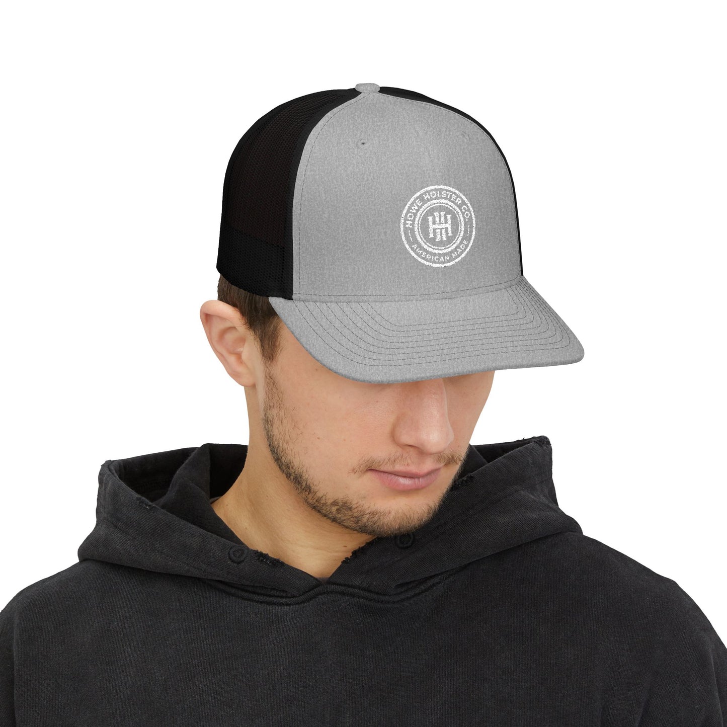 Round Logo Snapback Trucker Cap | Embroidered Patch, Mesh Back