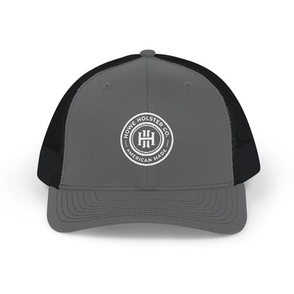 Round Logo Snapback Trucker Cap | Embroidered Patch, Mesh Back