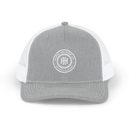 Round Logo Snapback Trucker Cap | Embroidered Patch, Mesh Back