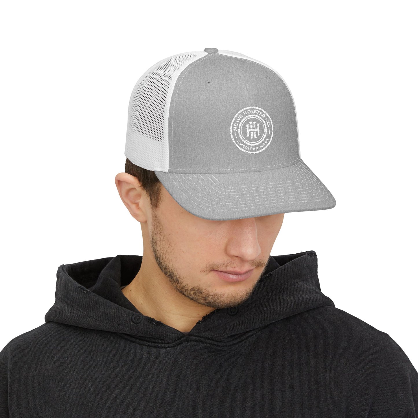 Round Logo Snapback Trucker Cap | Embroidered Patch, Mesh Back