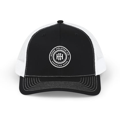 Round Logo Snapback Trucker Cap | Embroidered Patch, Mesh Back